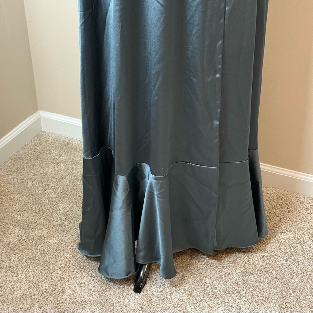 NWT Revelry Thalia Satin Dress Bridesmaid Dress Size 12 COLOR: Eucalyptus - 712 - Picture 7 of 14